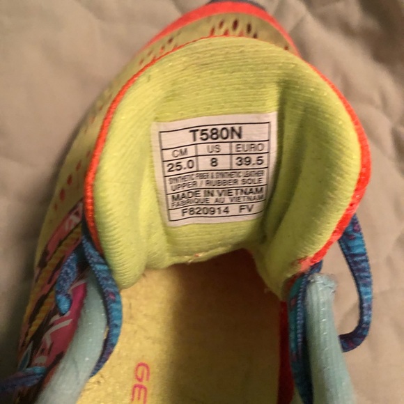 ASICS GEL NOOSA TRI 10 PINK YELLOW TURQUOISE WOMEN’s RUNNING SHOE - Picture 2 of 9